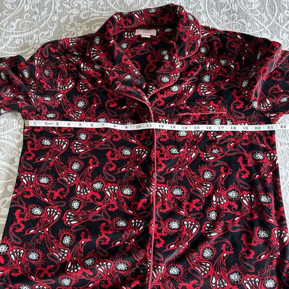 Cabernet Sleep Sense Pajama Set Women Medium Red Multi Paisley Velour Plush Cozy - Picture 8 of 16